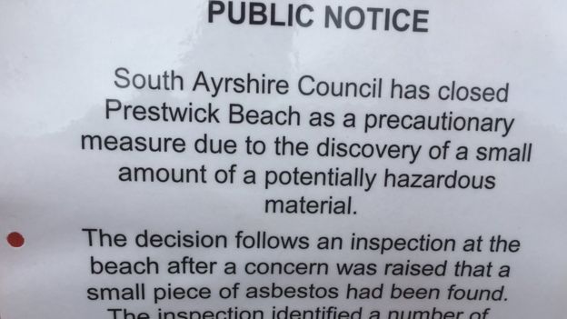 Prestwick beach closure notice