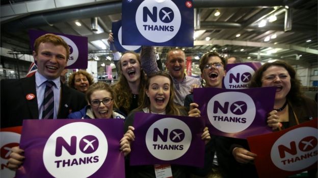 No supporters celebrating referendum result