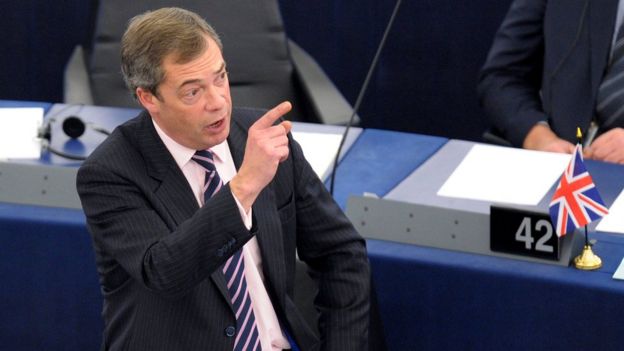Nigel Farage reacts during a debate on the 2011 EU budget at the European Parliament in Strasbourg, 24 November 2010