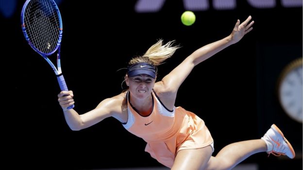 Maria Sharapova of Russia plays in the quarterfinal match at the 2016 Australian Open tennis championships.