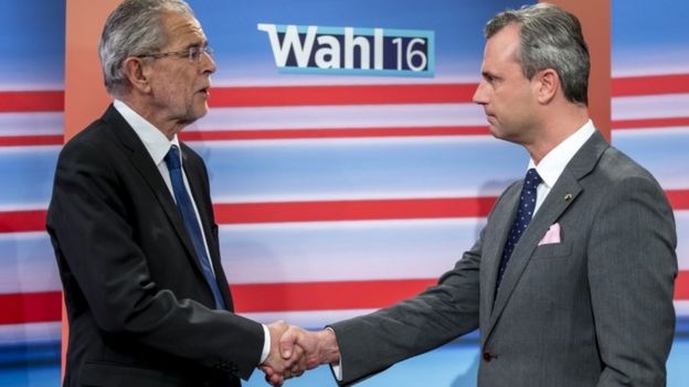 Norbert Hofer (r) and Alexander Van der Bellen (l)