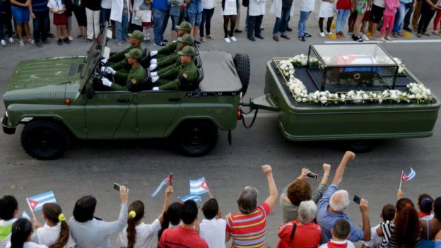 Los restos de Fidel en su recorrida por Cuba.