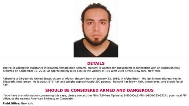 FBI poster on Ahmad Khan Rahami