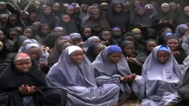 Screengrab of Boko Haram video taken in May 2014 of girls kidnapped from Chibok