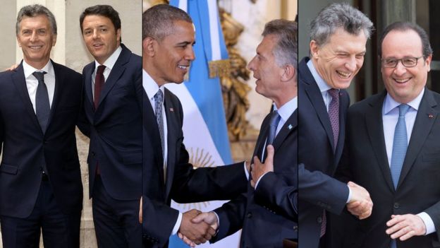 Macri con Renzi, Obama y Hollande