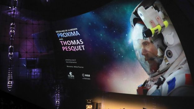 El astronauta francés Thomas Pesquet en noviembre de 2016 en una conexión con París.