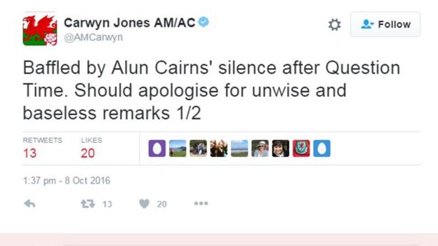 Carwyn Jones' tweet
