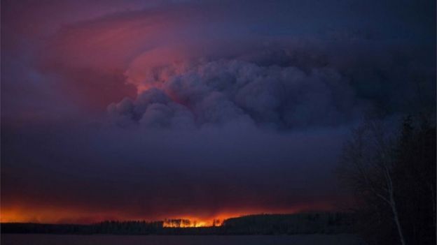 Fire south of Fort McMurray, Province of Alberta, Canada, 4 May 2016