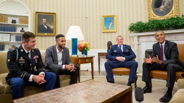 The US heroes with President Obama