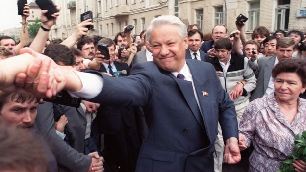 Boris Yeltsin en campaña