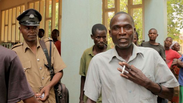 Eric Aniva outside court in Nsanje in August