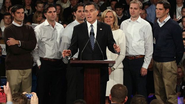 Mitt Romney and sons and Ann in January 2012