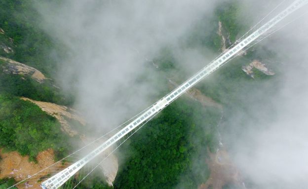 The glass suspension bridge in Zhangjiajie, China