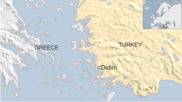 map of Turkey and Greece showing Didim- March 2016