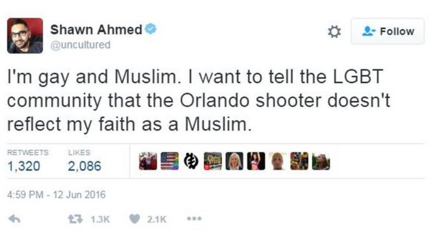 I'm gay and Muslim. I want to tell the LGBT community that the Orlando shooter doesn't reflect my faith as a Muslim