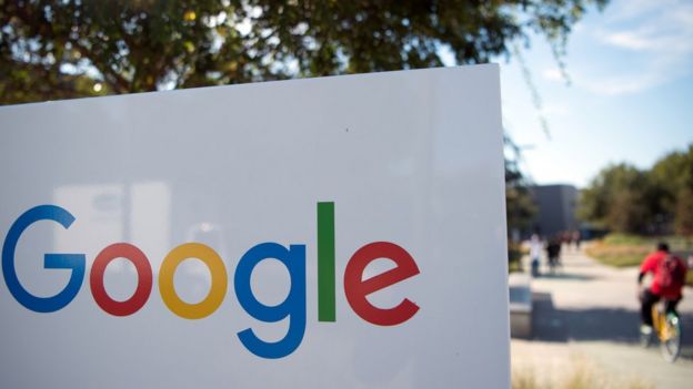 Google logo on a sign