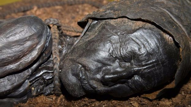 Approximately 2,400 years old, Tollund Man is part of an exhibit in Silkeborg