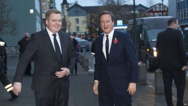 David Cameron (right) and his Icelandic counterpart Sigmundur Gunnlaugsson