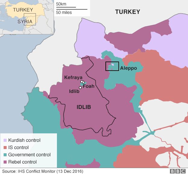 Map showing areas of government control in Syria