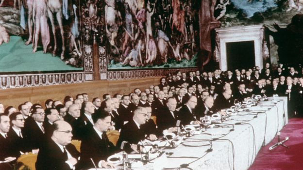 The signing of the Treaty of Rome in 1957 created the European Economic Community, the forerunner of the EU