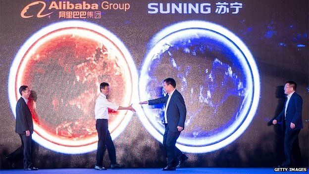 Alibaba boss with Suning chairman