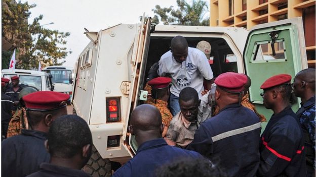 Burkina Faso forces free hostages from the Splendid Hotel in Ouagadougou, Burkina Faso, 16 January 2016.