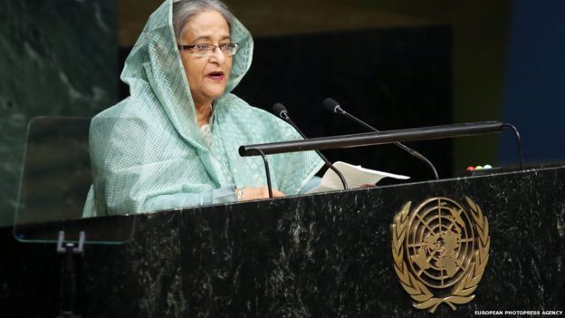 Bangladeshi Prime Minister Sheikh Hasina addresses the United Nations Sustainable Development Summit