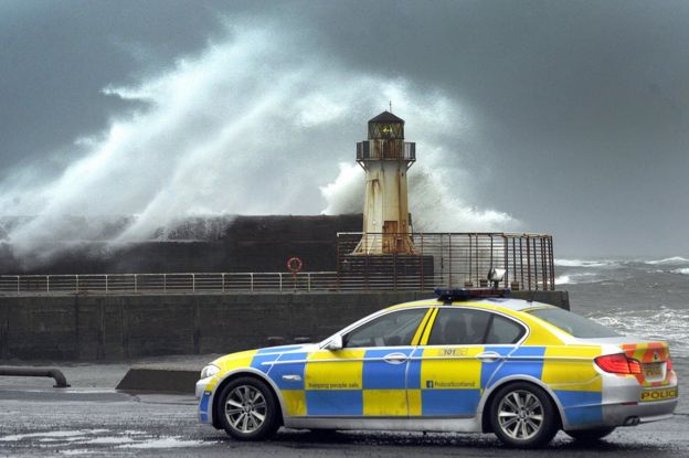 Stormy conditions at Ardrossan in Ayrshire