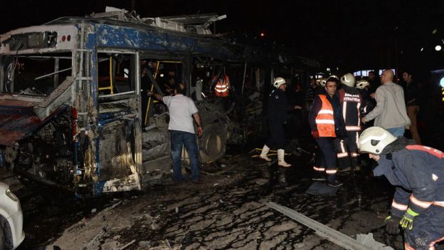 Scene of blast in Ankara. 13 March 2016