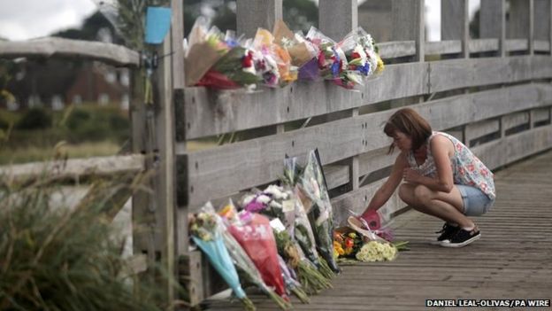 Flowers at the scene of air crash