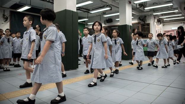 资料图片:香港小学生