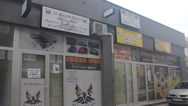 Arab language shop fronts in Ilidza