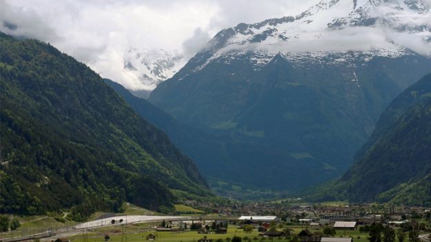 the northern gates of the Gotthard Base Tunnel near Erstfeld