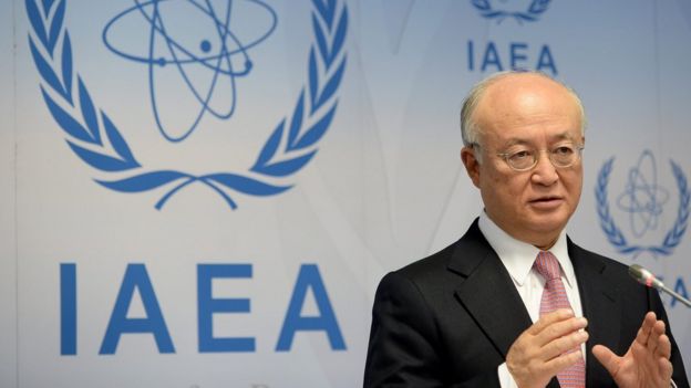IAEA director general Yukiya Amano addresses reporters in Vienna. 15 Dec 2105