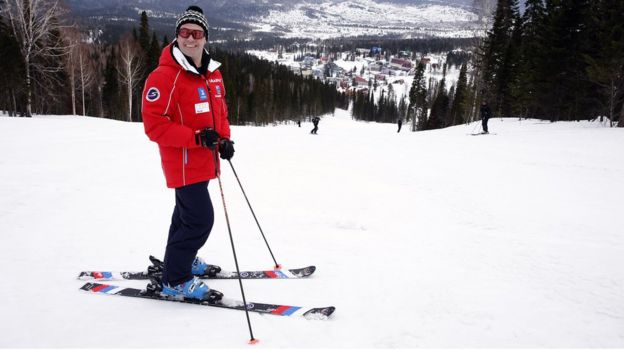 Дмитрий Медведев на лыжах