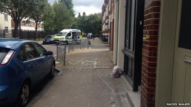 Image of police vehicle from inside the exclusion zone