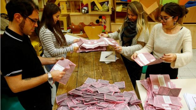 İtalya'da oy sayım işlemi