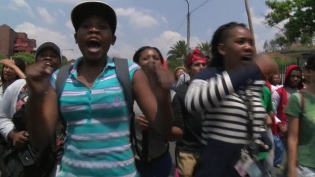 Students protesting in Johannesburg - Thursday 22 October 2015