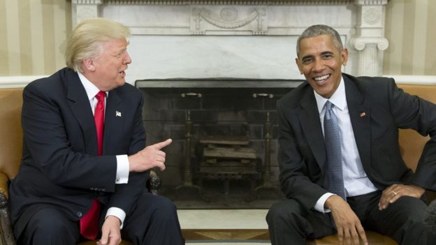 Trump na Obama wakiwa Oval Office