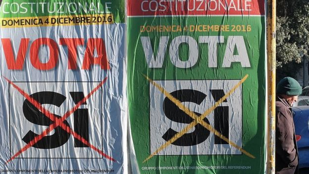 Posters saying vote 'Yes' at the constitutional referendum