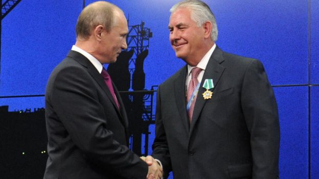 Vladimir Putin y Rex Tillerson