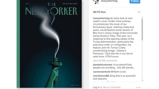 New Yorker new cover shows the Statue of Liberty with an extinguished flame