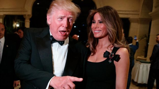 El presidente Donald Trump con su esposa, la primera dama Melania Trump.
