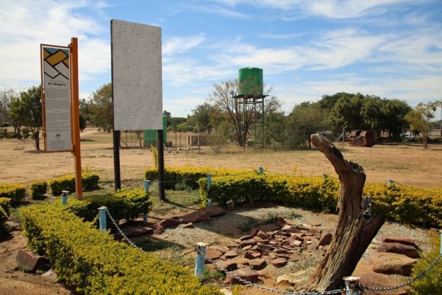 Local onde ficaram os restos mortais de El Negro em Botswana