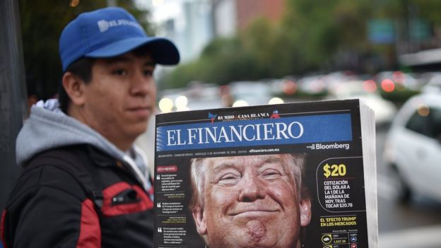 Periódico mexicano con el rostro de Trump