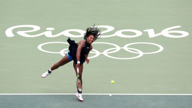 Serena Williams in action against Daria Gavrilova during the women