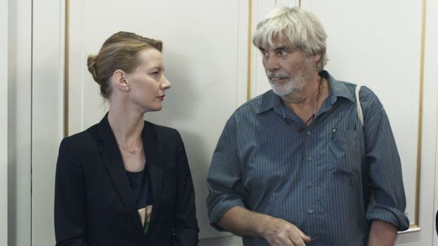 Sandra Huller and Peter Simonischek in a scene from Toni Erdmann