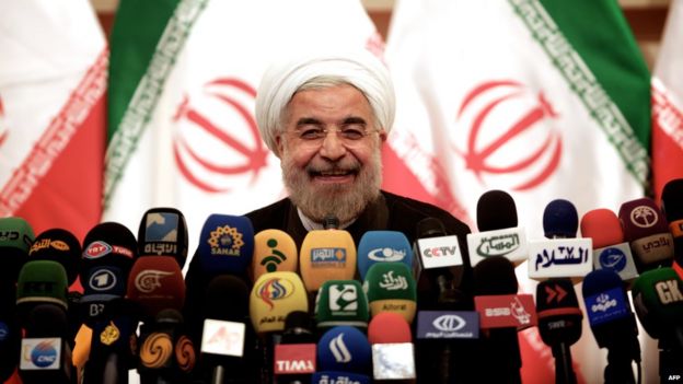 Hassan Rouhani addresses a news conference in Tehran (17 June 2013)