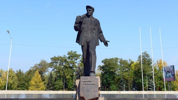 A statue of Andrei Stakhanov