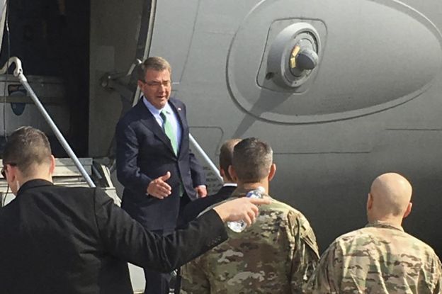 US Secretary of Defense Ash Carter arrives in Baghdad, 22 October ....... truesnewsblog.com